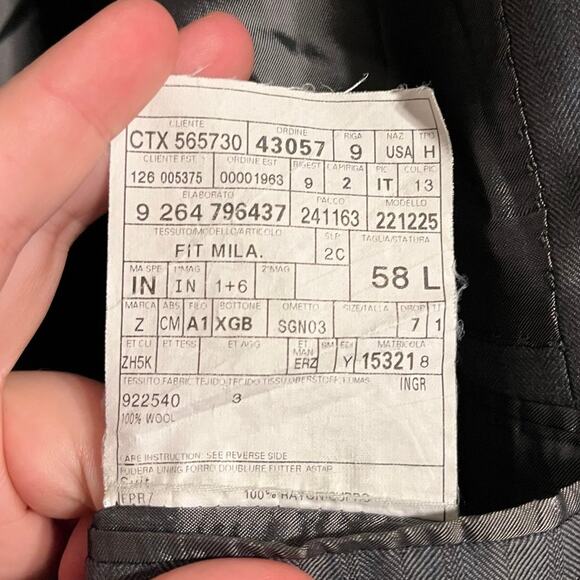 Ermenegildo Zegna Trofeo Mila Suit Jacket Blazer Wool 58L / 48L Gray Pinstripe - Picture 7 of 8